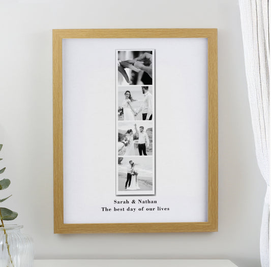 Personalised Photo Upload Strip Oak Poster Frame