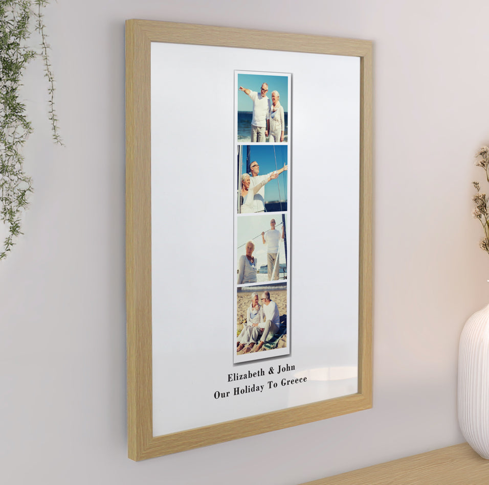 Personalised Photo Upload Strip Oak Poster Frame