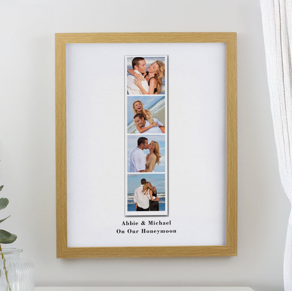 Personalised Photo Upload Strip Oak Poster Frame