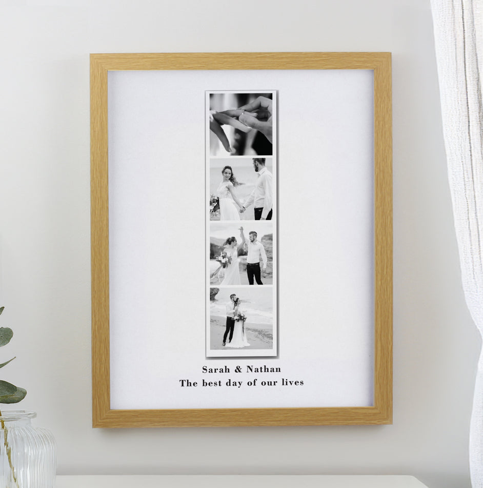 Personalised Photo Upload Strip Oak Poster Frame