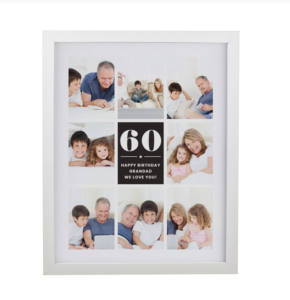 Personalised Big Number Multi Photo Upload White Poster Frame