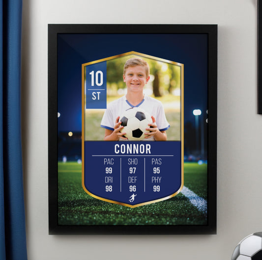 Personalised Photo Upload Football Card Black Poster Frame