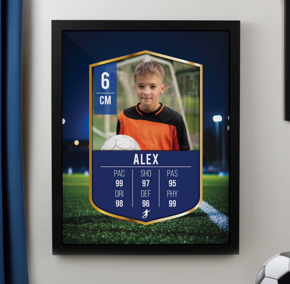 Personalised Photo Upload Football Card Black Poster Frame