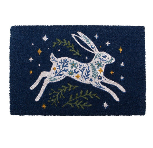 Blue Leaping Hare Doormat