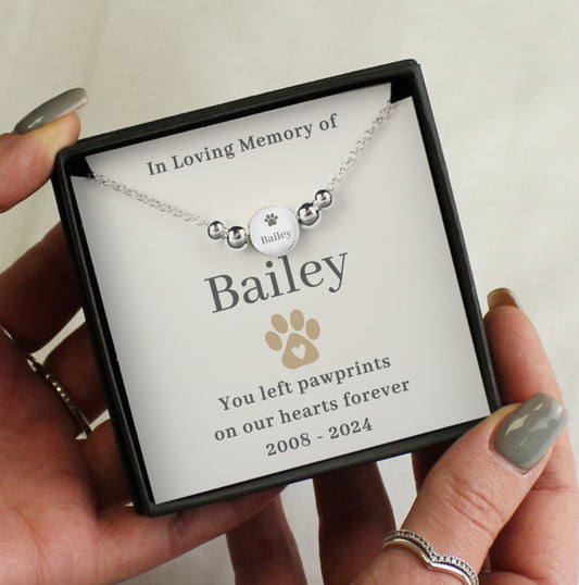 Personalised Pet Memorial Bracelet and Sentiment Card