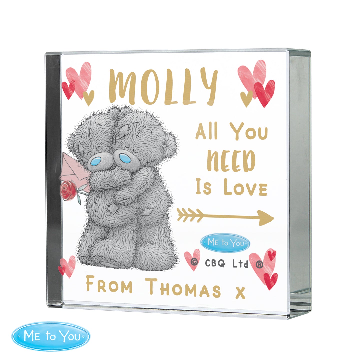 Personalised Me To You Hold You Forever Crystal Token