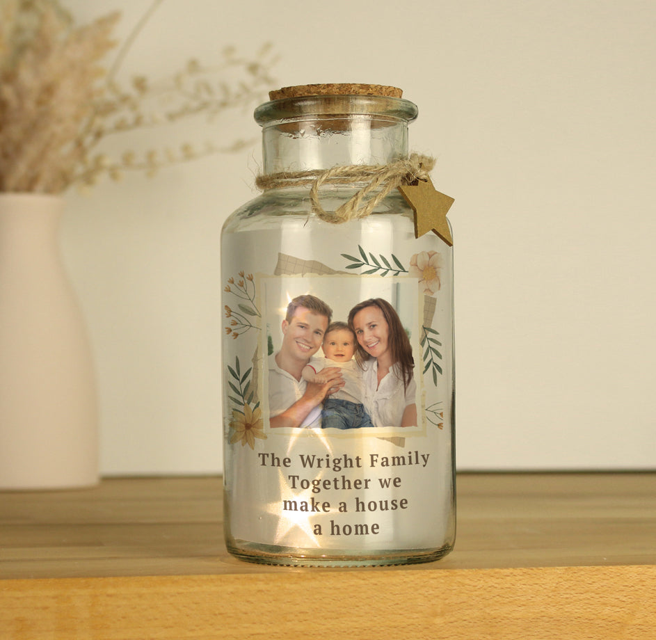 Personalised Wild Flowers Photo Upload LED Light Up Jar