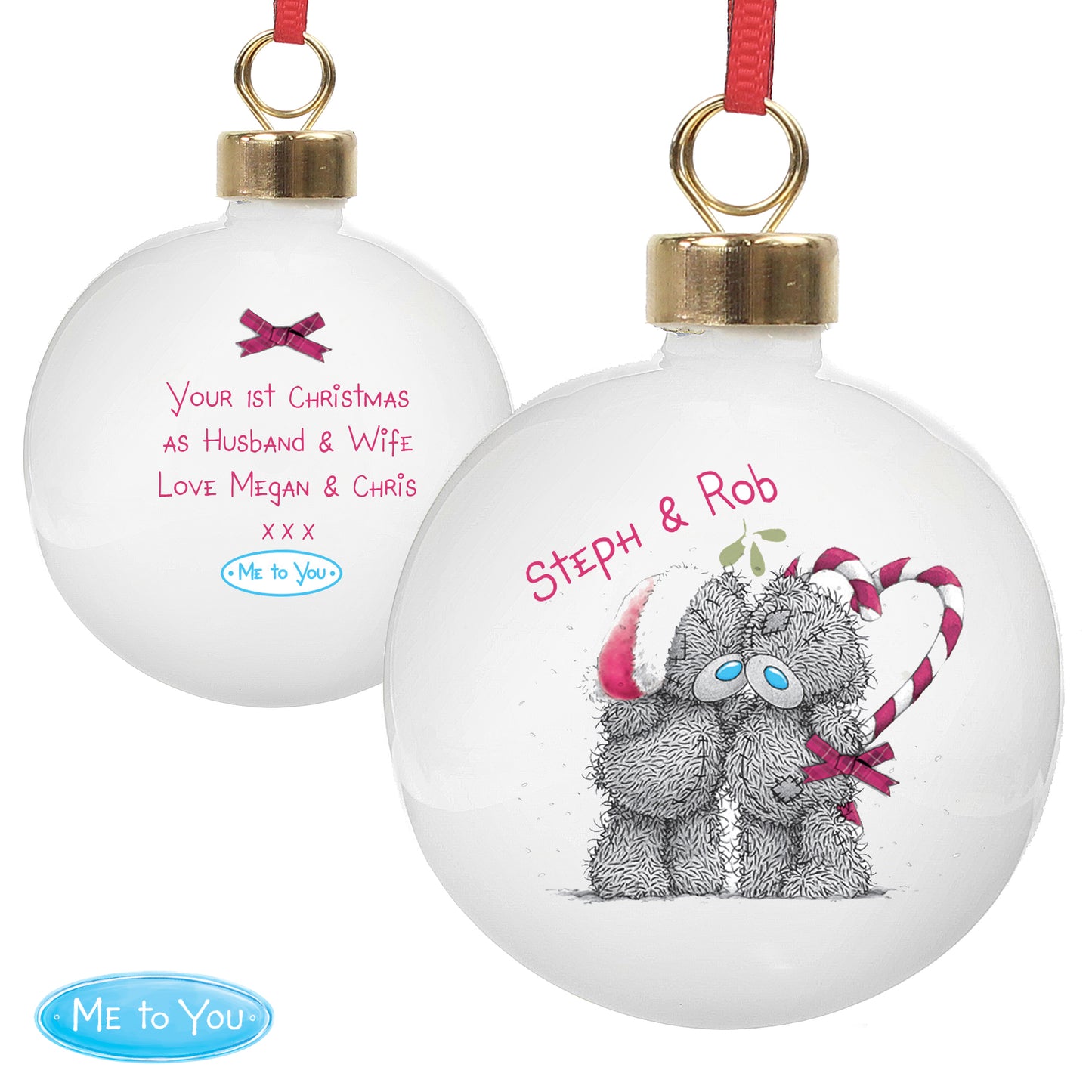 Personalised Me To You Couple Christmas Bauble