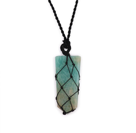 Laced Gemstone Flat Point Pendant - Amazonite