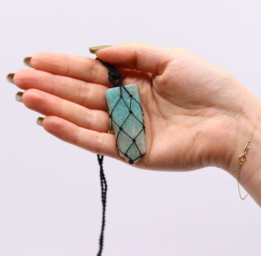 Laced Gemstone Flat Point Pendant - Amazonite