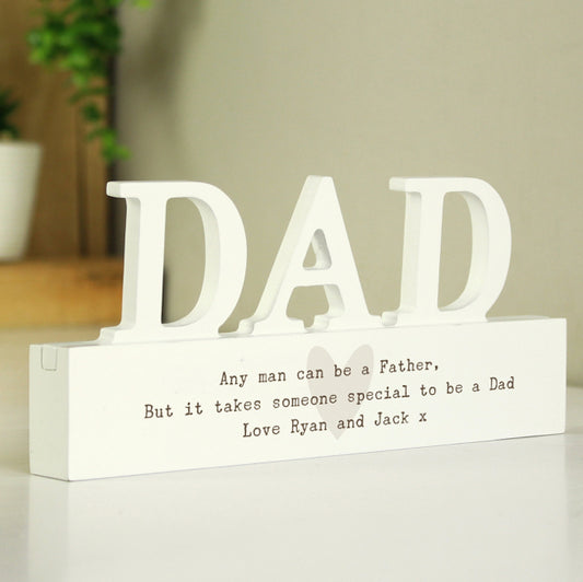 Personalised Free Text Heart Wooden Dad Ornament