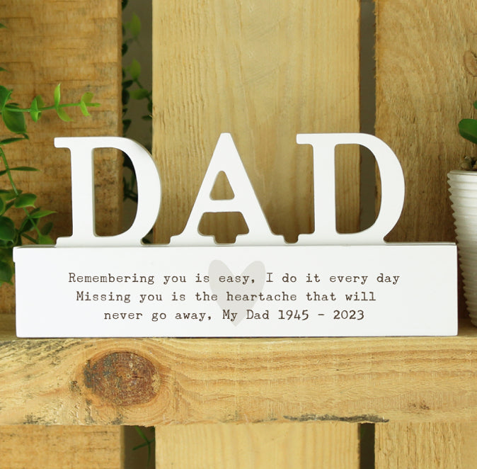 Personalised Free Text Heart Wooden Dad Ornament