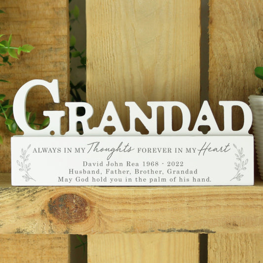 Personalised In Loving Memory Wooden Grandad Ornament