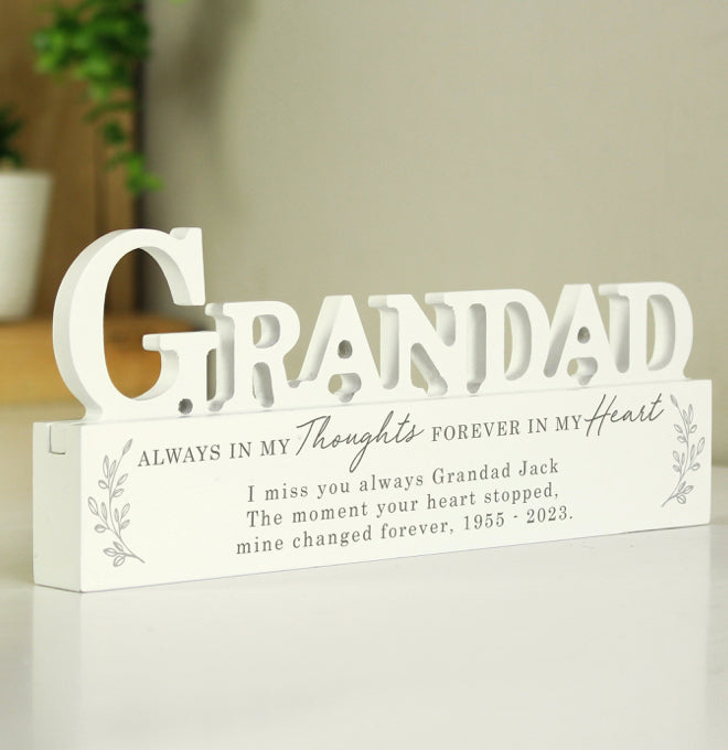 Personalised In Loving Memory Wooden Grandad Ornament