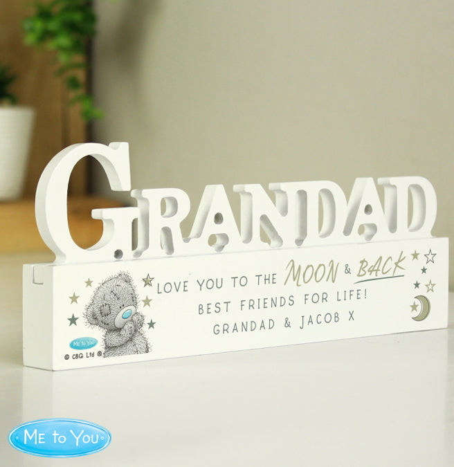 Personalised Me To You Moon and Back Wooden Grandad Ornament