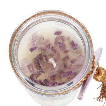 Selene Goddess Tube Candle with Amethyst Crystals