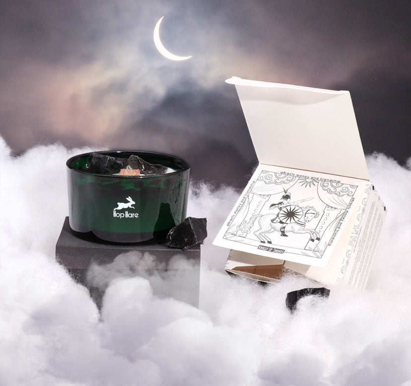 Hop Hare Crystal Magic Flower Candle - The Knight of Swords