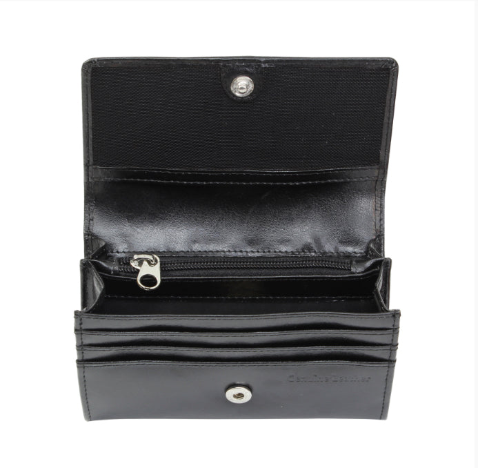 Personalised Name & Hearts Black Leather Purse