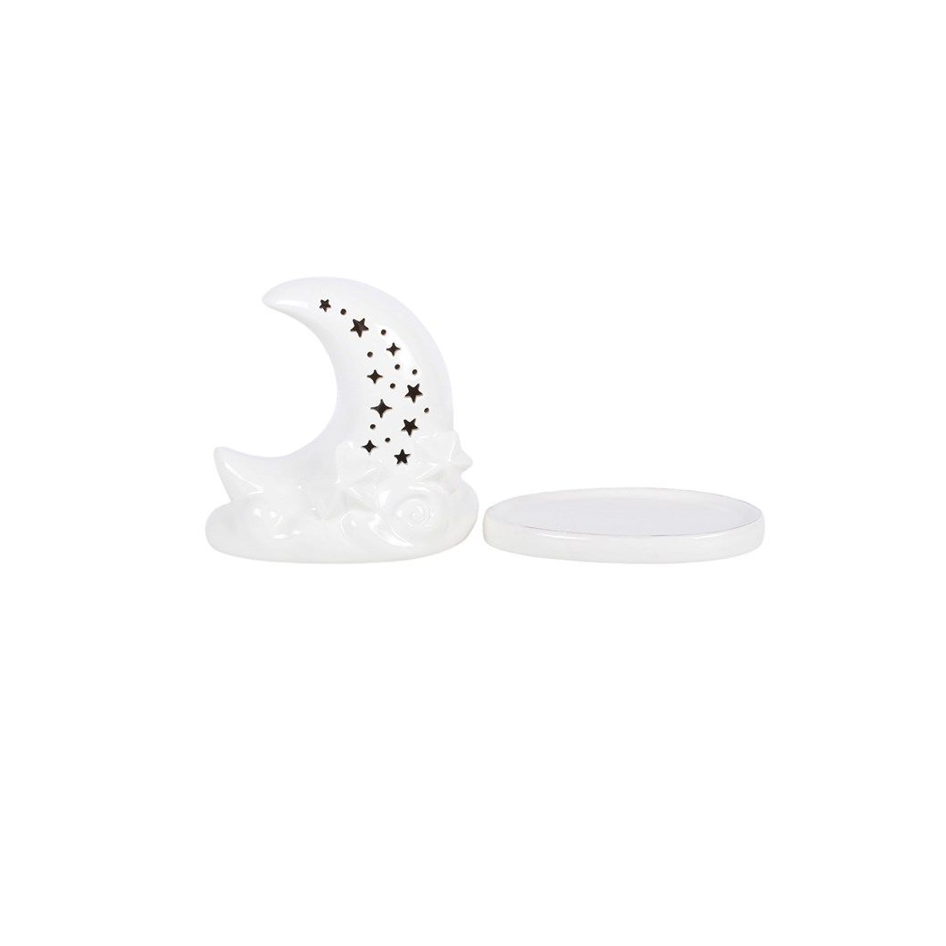 White Pastel Skies Moon Incense Cone Holder