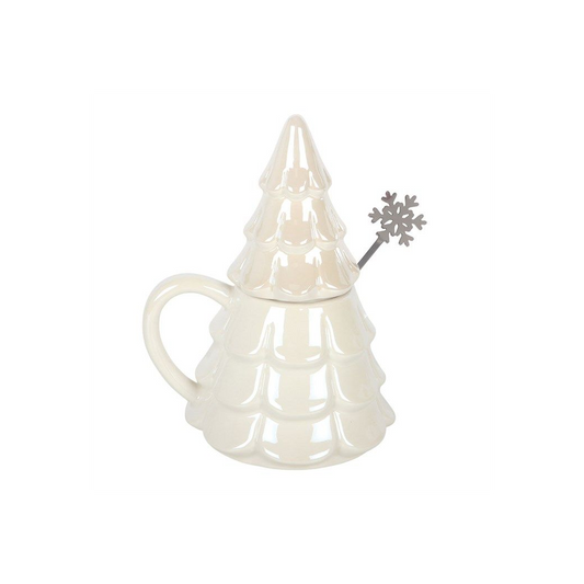 Iridescent Fir Tree Mug and Snowflake Spoon Set