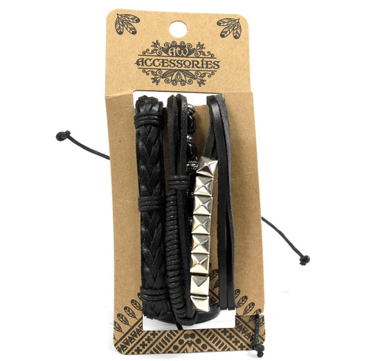 Mens Bracelet Sets - Black & Macho (asst)