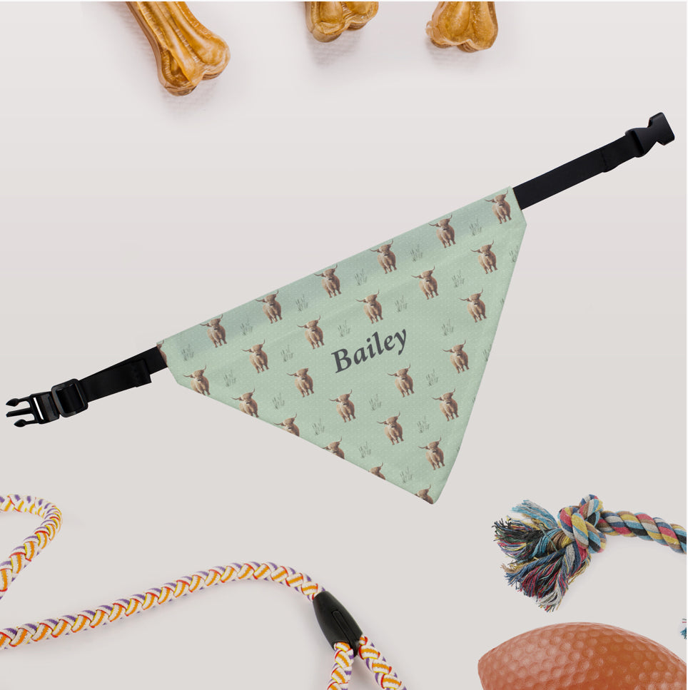Personalised Highland Cow Dog Bandana