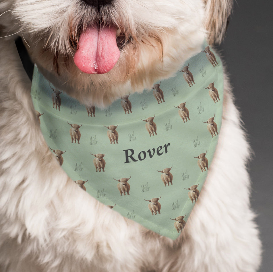 Personalised Highland Cow Dog Bandana