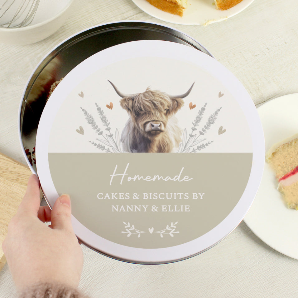 Personalised Highland Cow Cake Tin
