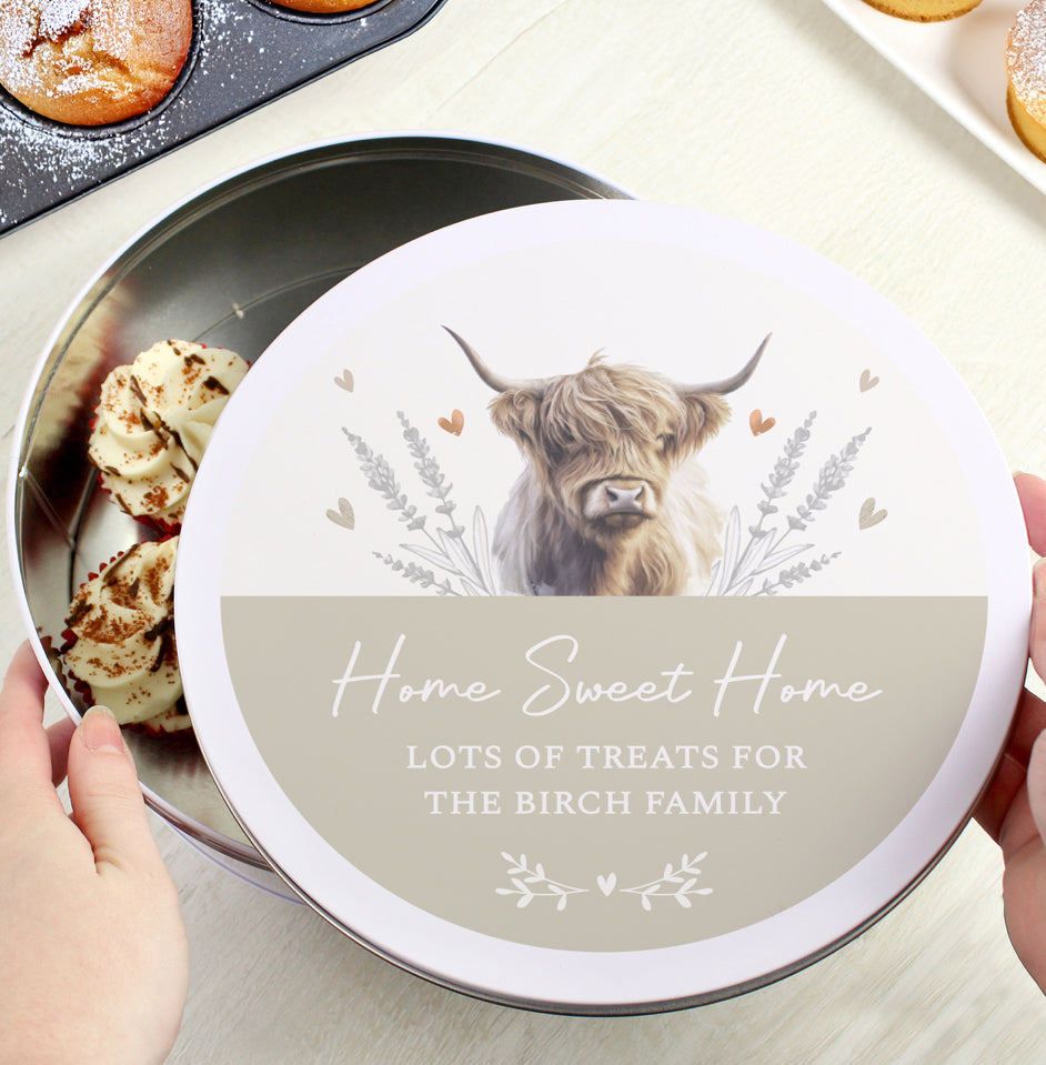 Personalised Highland Cow Cake Tin