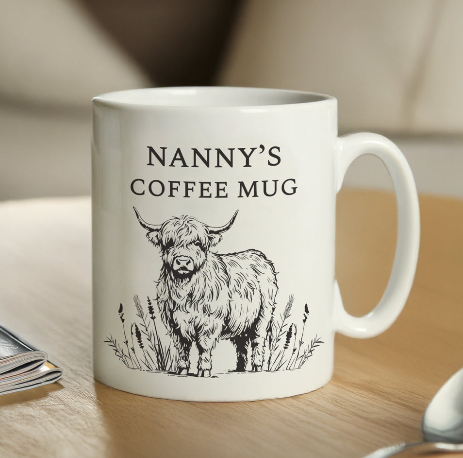 Personalised Black Highland Cow Mug