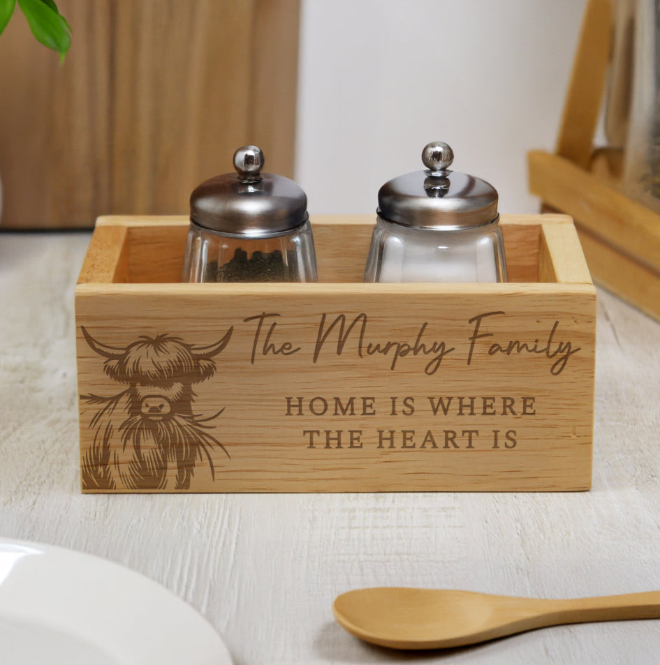 Personalised Highland Cow Mini Wooden Storage Crate