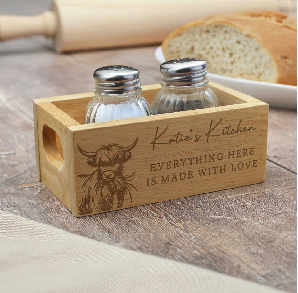Personalised Highland Cow Mini Wooden Storage Crate