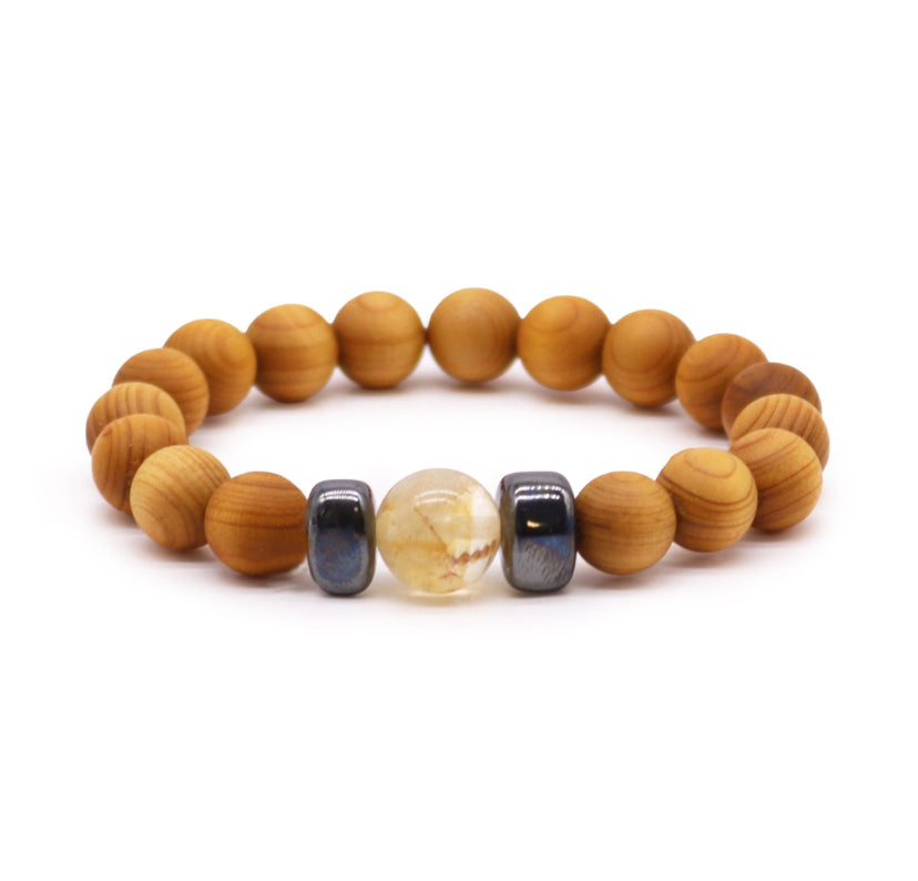 Cedarwood Solar Plexus Chakra Bangle with Citrine