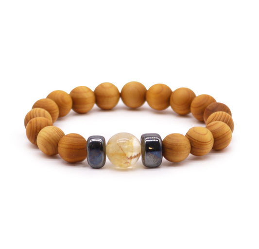 Cedarwood Solar Plexus Chakra Bangle with Citrine