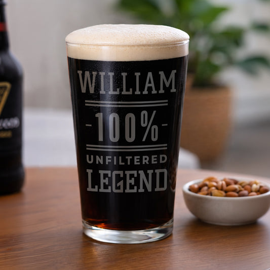 Personalised Unfiltered Legend Pint Glass