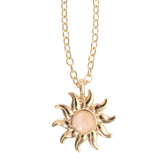 The Sun Celestial Rose Quartz Necklace Card
