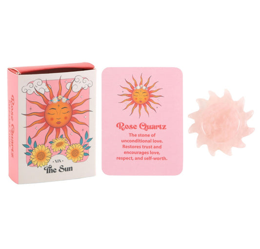 Rose Quartz Crystal Sun Keepsake Stone in a Box