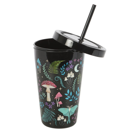 Dark Forest Print Plastic Tumbler with Straw