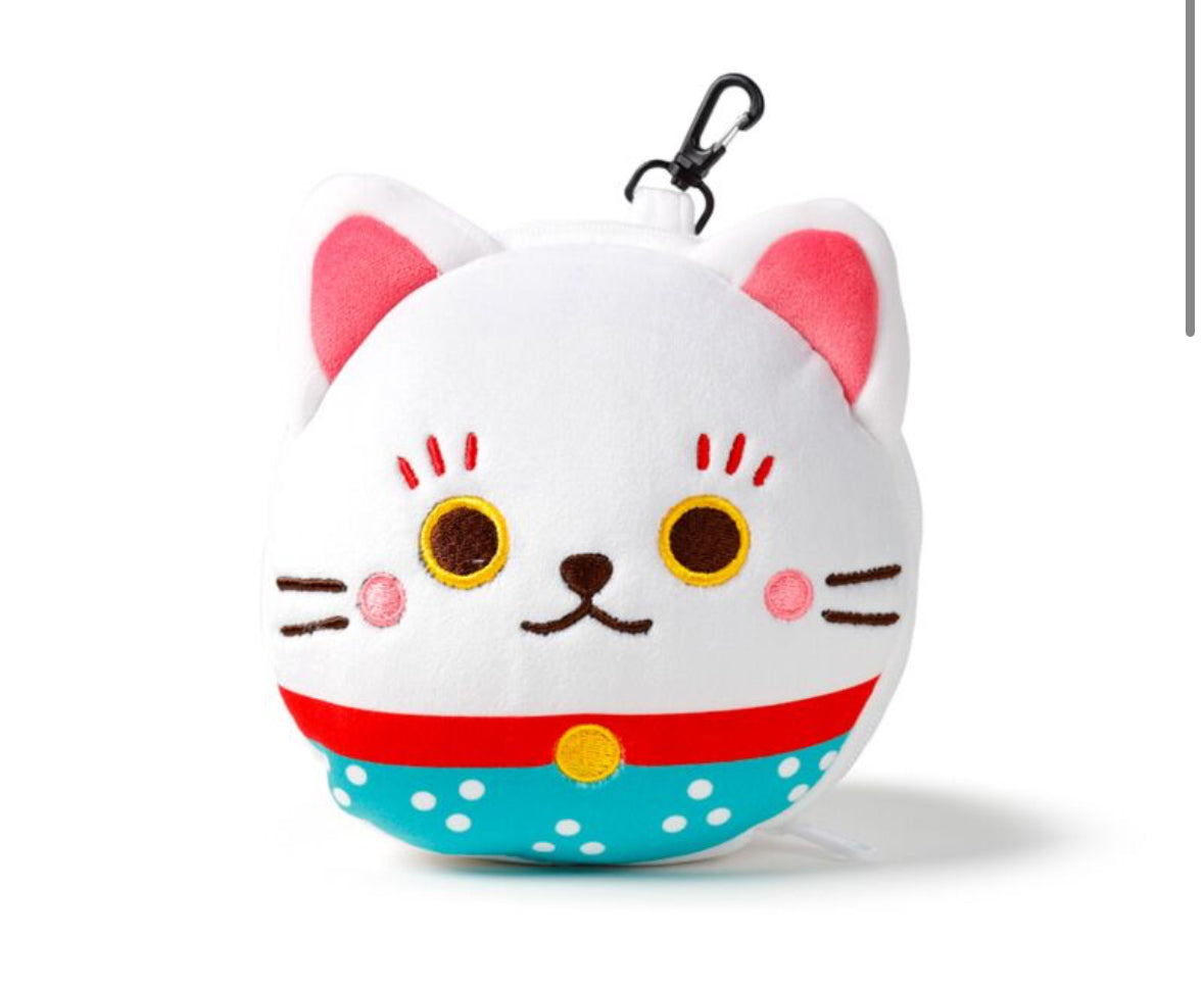 Relaxeazzz Travel Pillow & Eye Mask - Maneki Neko Lucky Cat