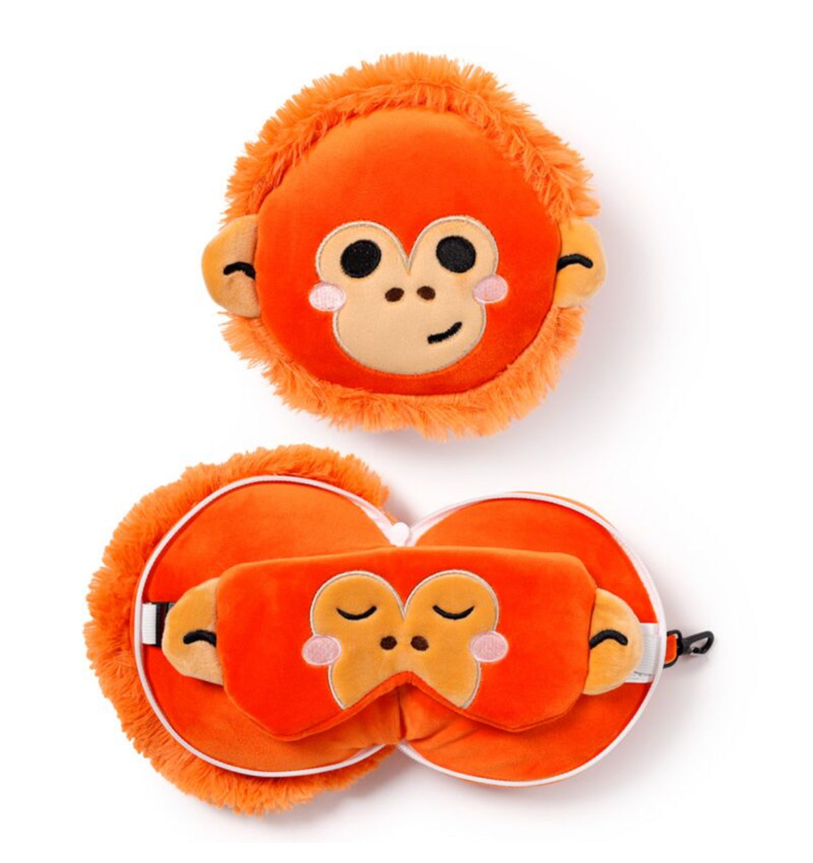Relaxeazzz Travel Pillow & Eye Mask - Adoramals Orangutan