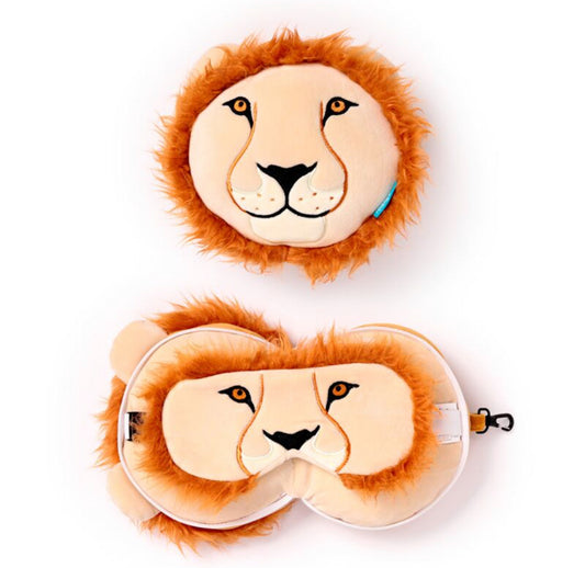 Relaxeazzz Travel Pillow & Eye Mask - Lion