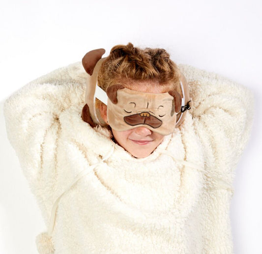 Relaxeazzz Travel Pillow & Eye Mask - Mopps Pug