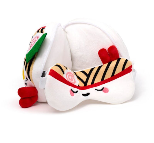 Relaxeazzz Travel Pillow & Eye Mask - Foodiemals Nori the Ramen Bowl