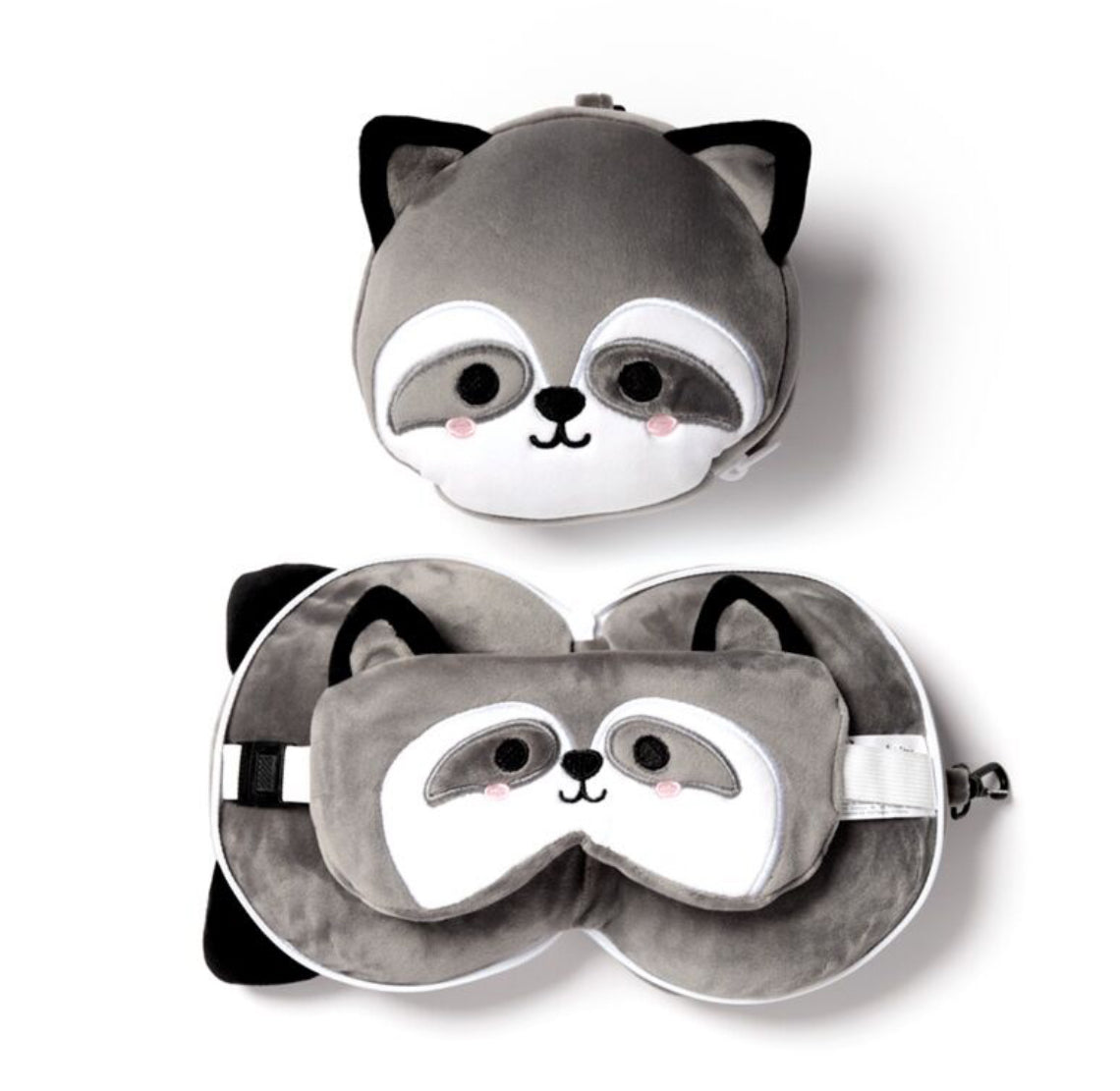Relaxeazzz Travel Pillow & Eye Mask - Raccoon