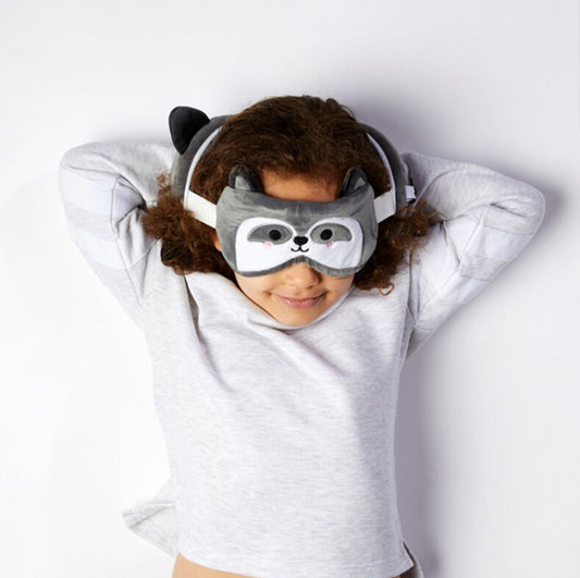 Relaxeazzz Travel Pillow & Eye Mask - Raccoon