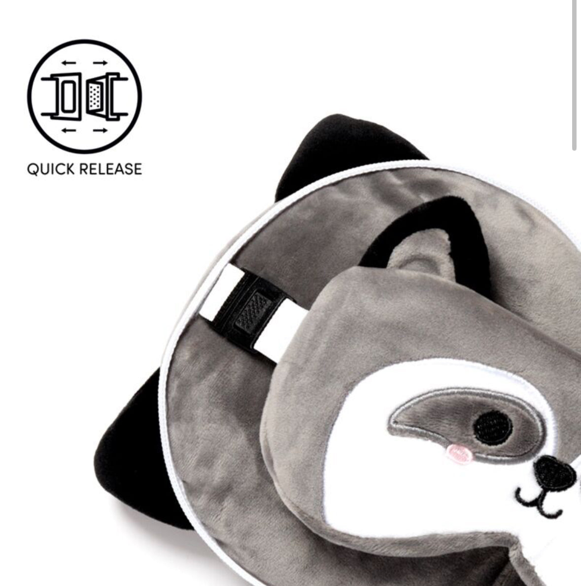 Relaxeazzz Travel Pillow & Eye Mask - Raccoon