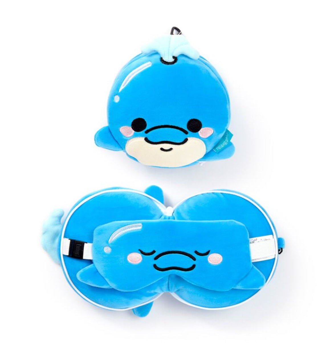 Relaxeazzz Travel Pillow & Eye Mask - Blu the Dolphin