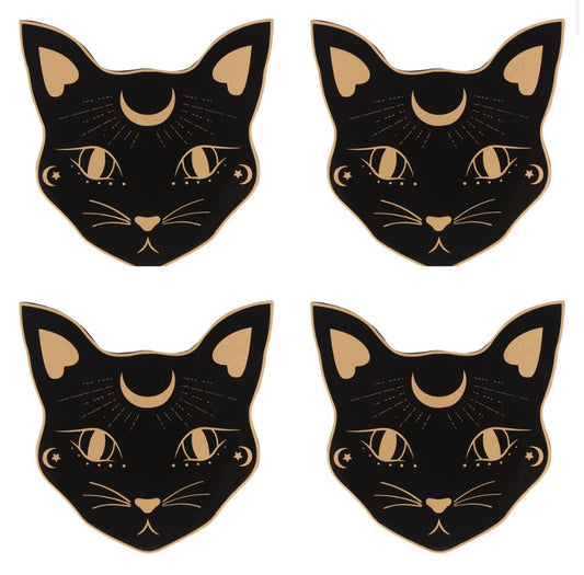 Mystic Mog Cat Face Coaster Set