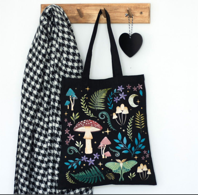 Dark Forest Print Polycotton Tote Bag