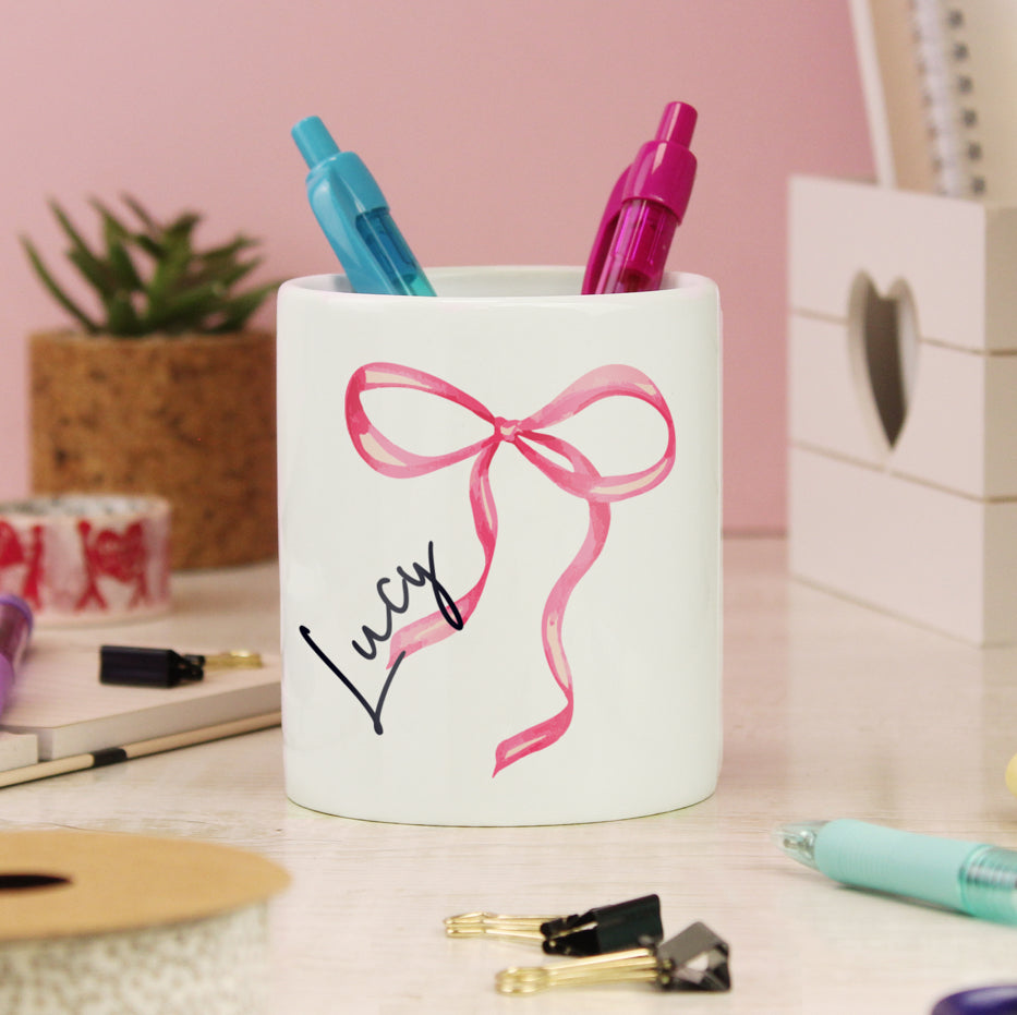 Personalised Bow Make Up Brush Holder